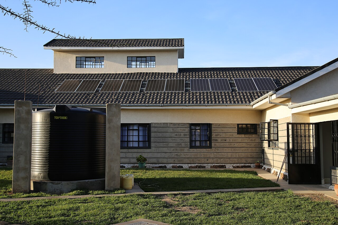 Solar panels on a building in Kenya