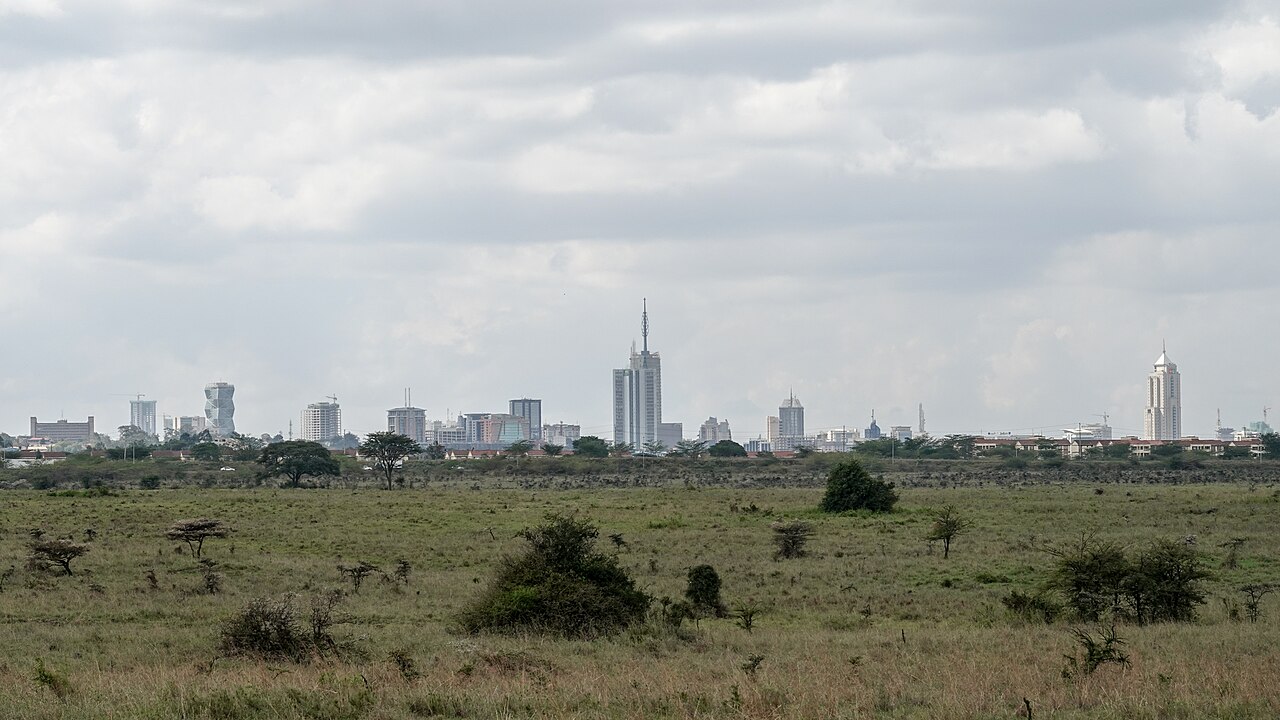 Nairobi skyline viewed across the national park